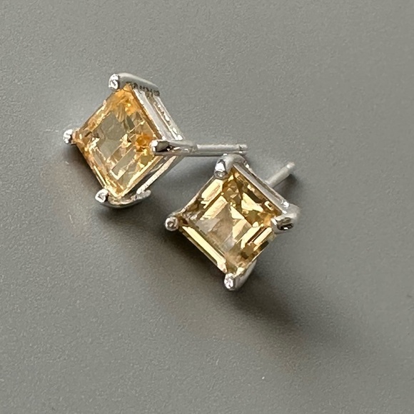 Dainty Citrine Earrings – Genuine 925 Sterling Silver, Hypoallergenic Gift - Picture 8 of 11